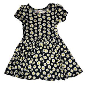 Dot Dot Smile Toddler Girl Black White Daisy Floral Pattern Dress Cap Sleeve NWT